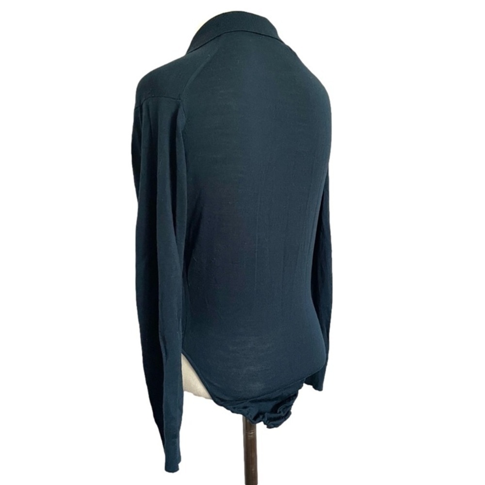Vintage John Smedley Teal Wool Long Sleeve Polo Bodysuit - S 🇬🇧 - Picture 8 of 10